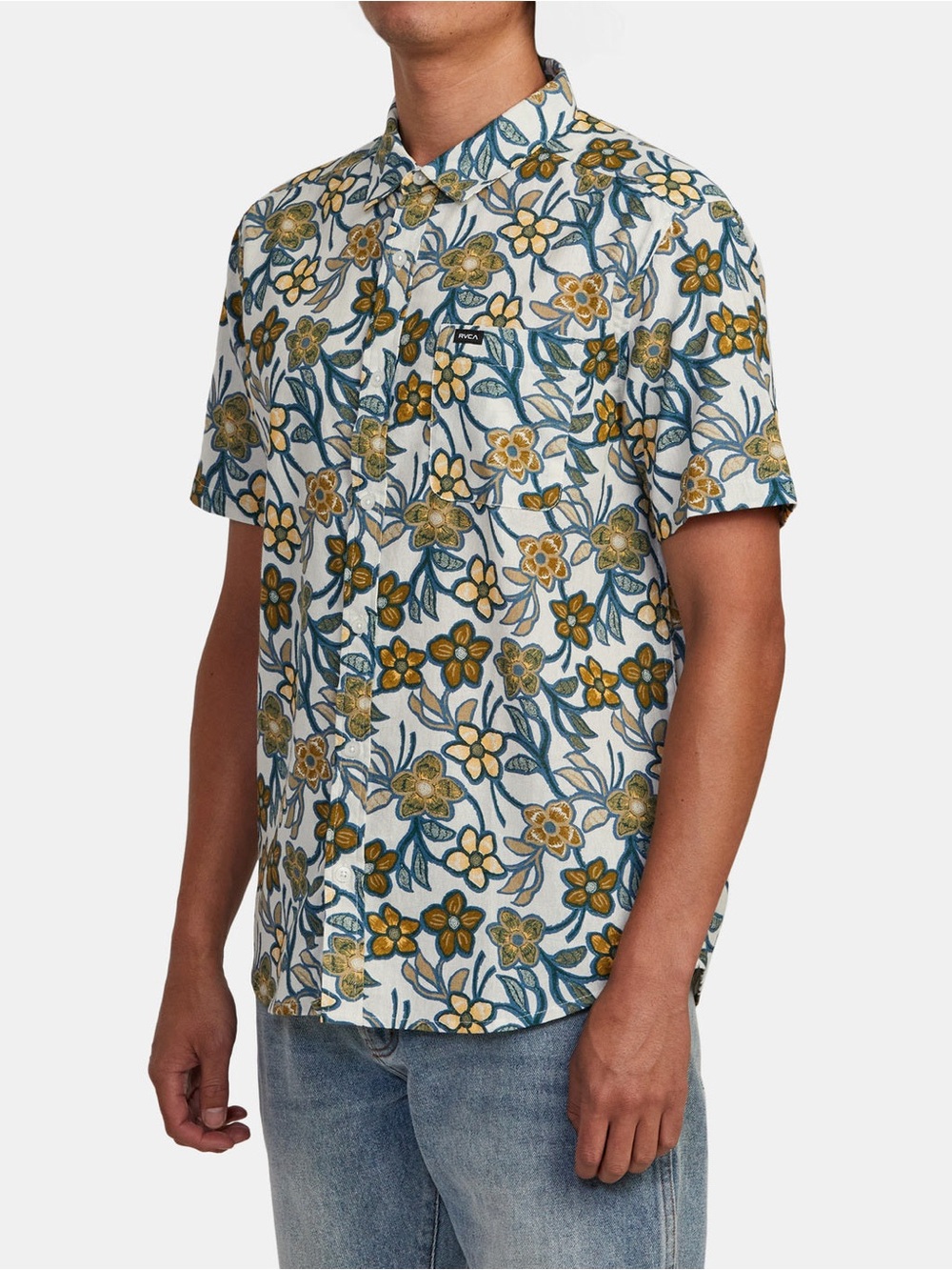 RVCA Men's Button Shirt in EVENING FLORAL